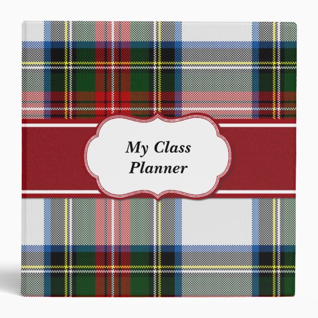 Colorful Stewart Tartan Plaid Binder (Front)