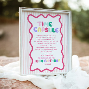 Colorful Stiped 1st Birthday Time Capsule Poster