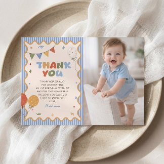 Colorful Stiped Fun Birthday Thank You Card Photo