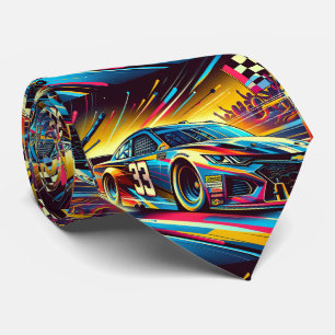 Colorful Stock Car Racing 1 Neck Tie
