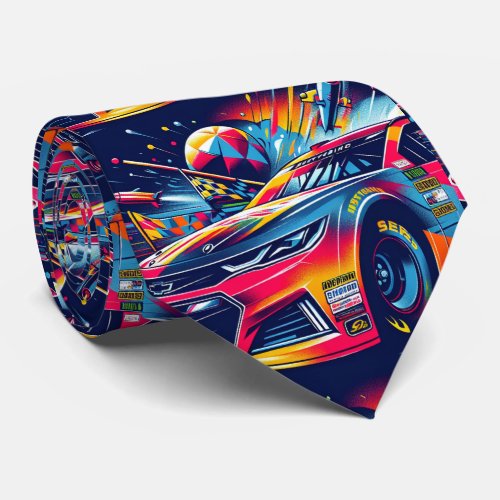 Colorful Stock Car Racing 5 Neck Tie