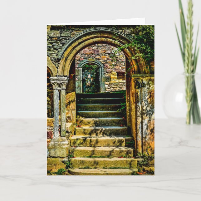 Colorful Stone Doorway Holiday Card (Front)