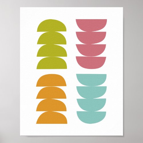 Colorful Stones Mid Century Modern Abstract Poster