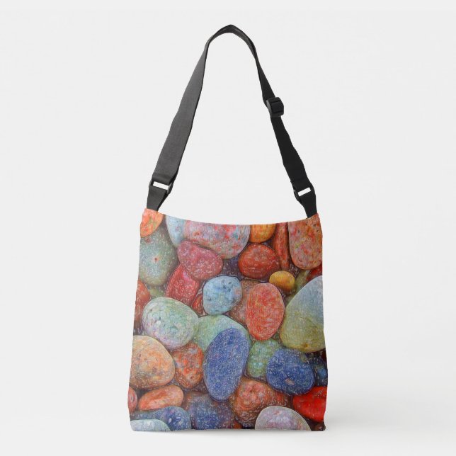 Colorful Stones, Pebbles, Rocks and Water Crossbody Bag (Front)