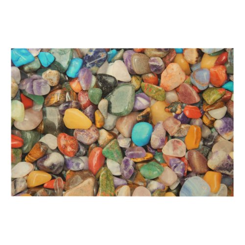 Colorful stones pebbles rocks wood wall art
