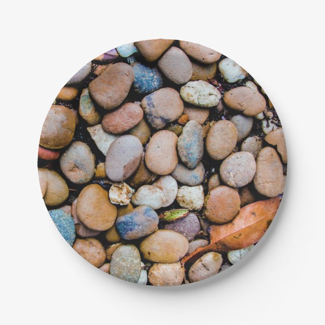 Colorful Stones Rocks Pebbles Paper Plates (Front)