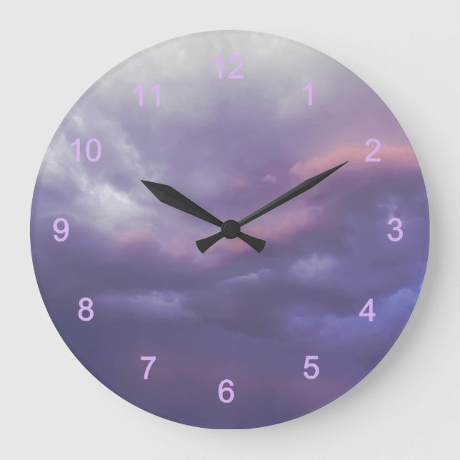 Colorful Storm Clouds Large Clock (Front)