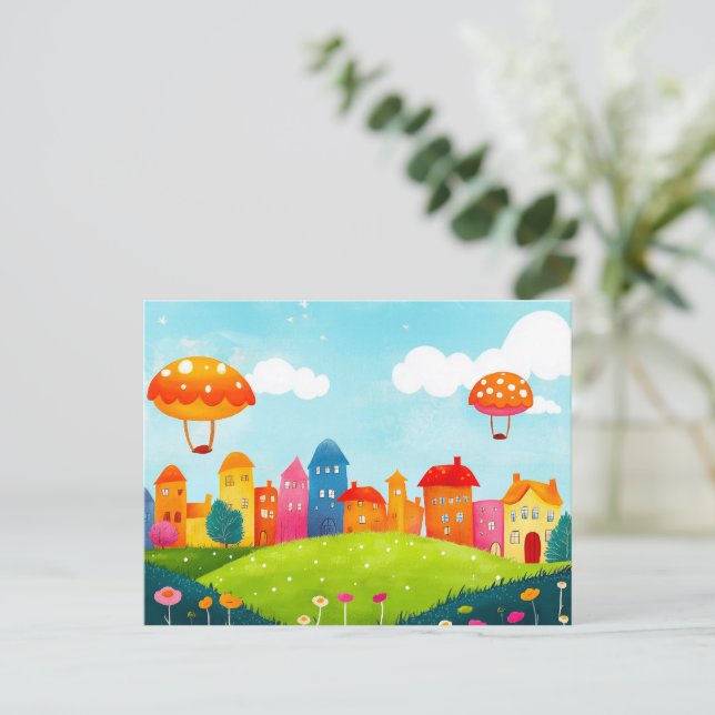 Colorful Storybook Village Postcard (Standing Front)