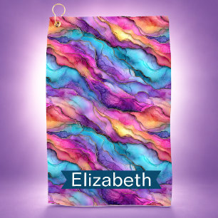 Colorful Strata Personalized Golf Towel