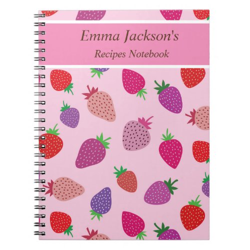 Colorful strawberries pattern custom recipe book 