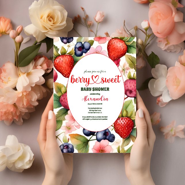 Colorful Strawberry baby shower berry  Invitation (Creator Uploaded)