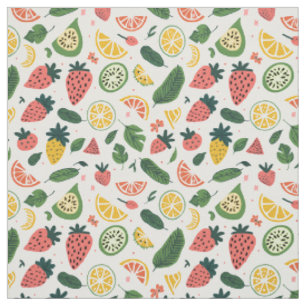 Colorful Strawberry & Citrus Fruit Pattern Fabric