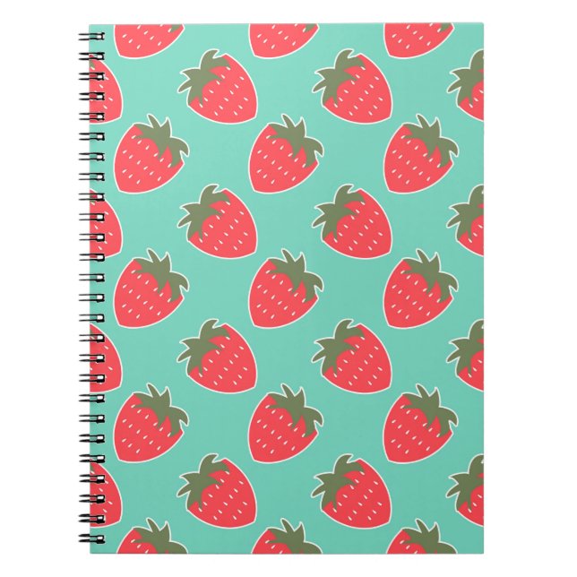 Colorful Strawberry Fruit Seamless Pattern Notebook (Front)