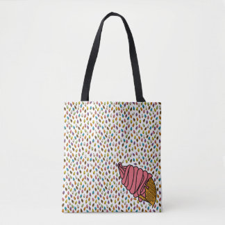 Colorful Strawberry Ice Cream Cone icecreamliciouS Tote Bag