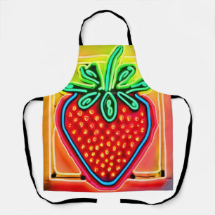 Colorful Strawberry Neon Glow Apron