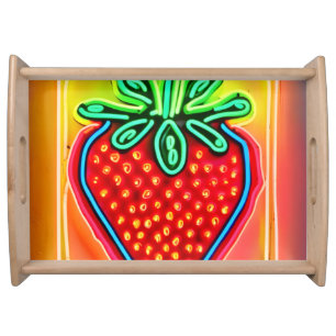 Colorful Strawberry Neon Glow Serving Tray