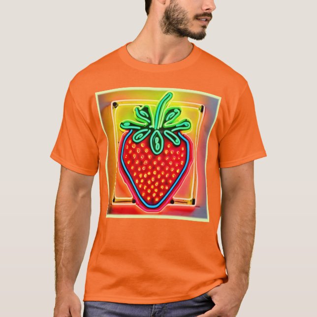 Colorful Strawberry Neon Glow T-Shirt (Front)