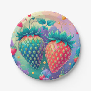 Colorful strawberry paper plates