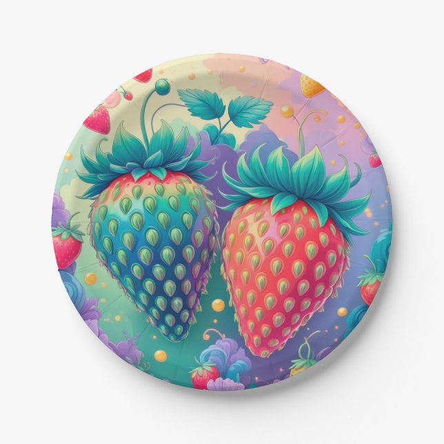 Colorful strawberry paper plates (Front)