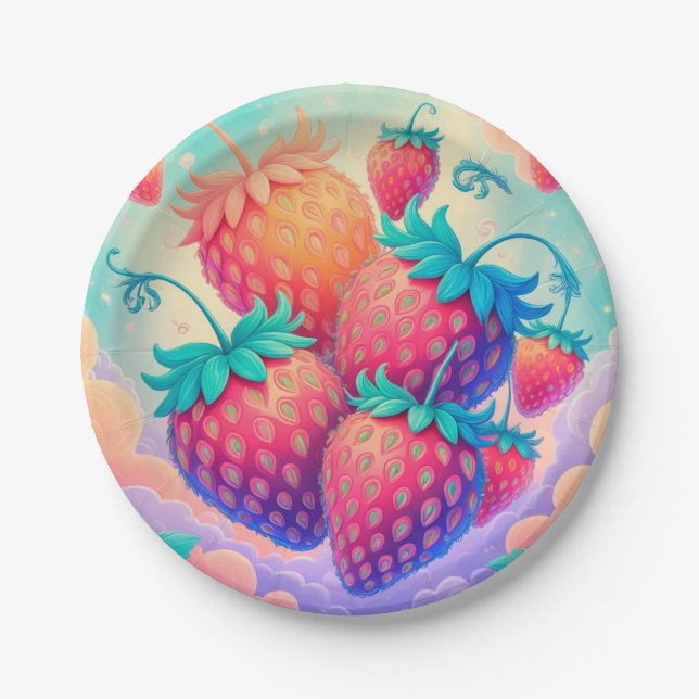 Colorful strawberry paper plates (Front)