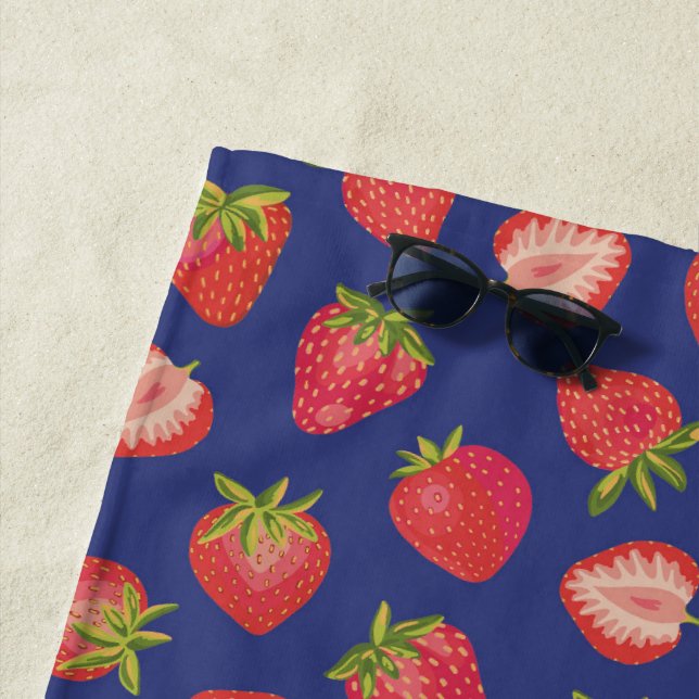 Colorful strawberry pattern beach towel (In Situ)