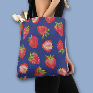 Colorful strawberry pattern tote bag