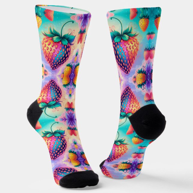 Colorful strawberry socks (Angled)