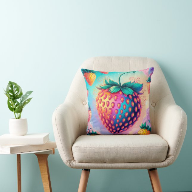 Colorful strawberry throw pillow (Chair)