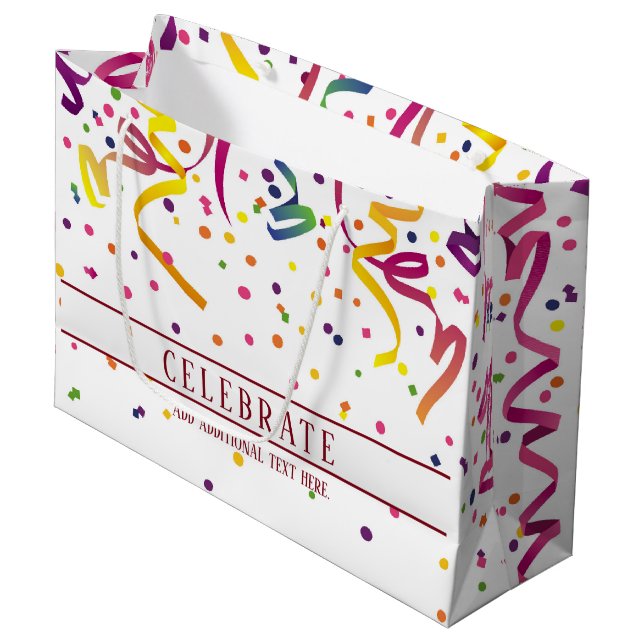 Colorful Streamers And Confetti Gift Bag (Front Angled)