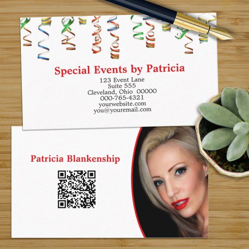 Colorful Streamers QR Code Photo Professional Business Card