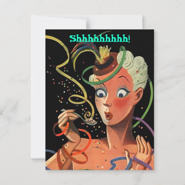 COLORFUL STREAMERS SURPRISE PARTY GIRL INVITATION (Front)