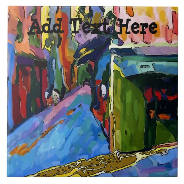 Colorful street and shop Ceramic Tile (Front)