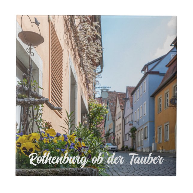 Colorful street in Rothenburg ob der Tauber Ceramic Tile (Front)