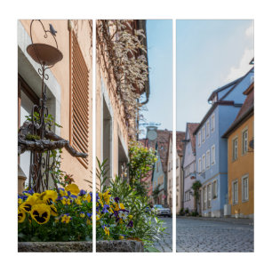 Colorful street in Rothenburg ob der Tauber Triptych