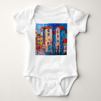 Colorful Street Panorama Impressionist Art Baby Bodysuit
