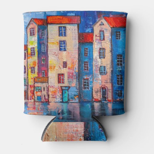 Colorful Street Panorama Impressionist Art Can Cooler
