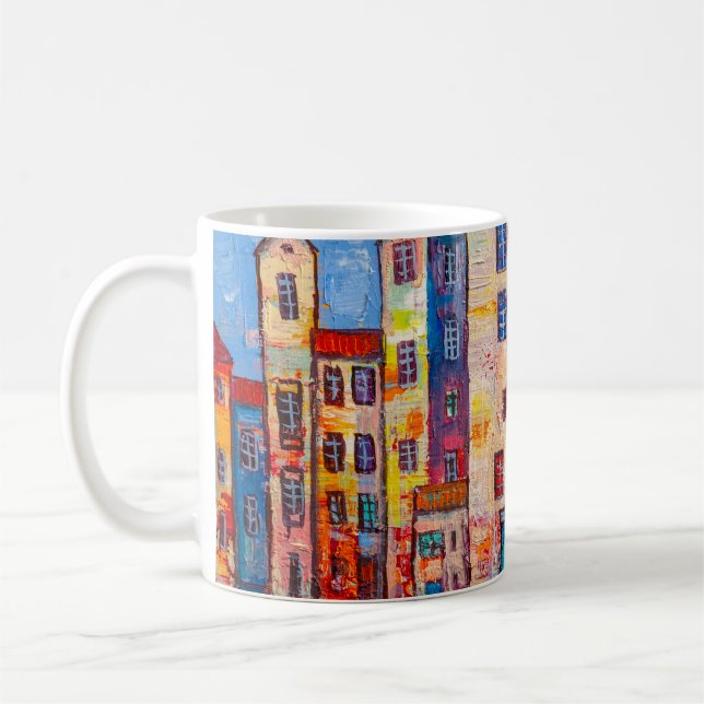 Colorful Street Panorama Impressionist Art Coffee Mug (Left)