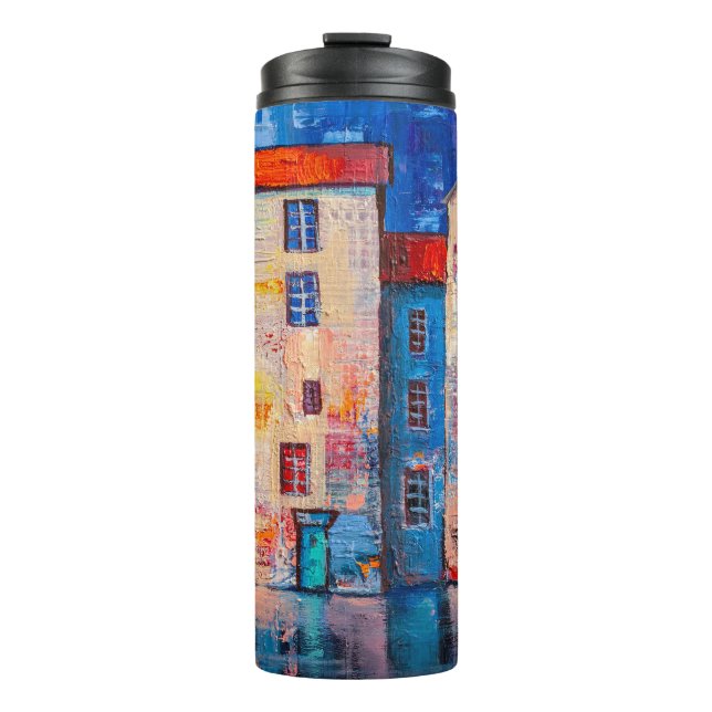 Colorful Street Panorama Impressionist Art Thermal Tumbler (Front)