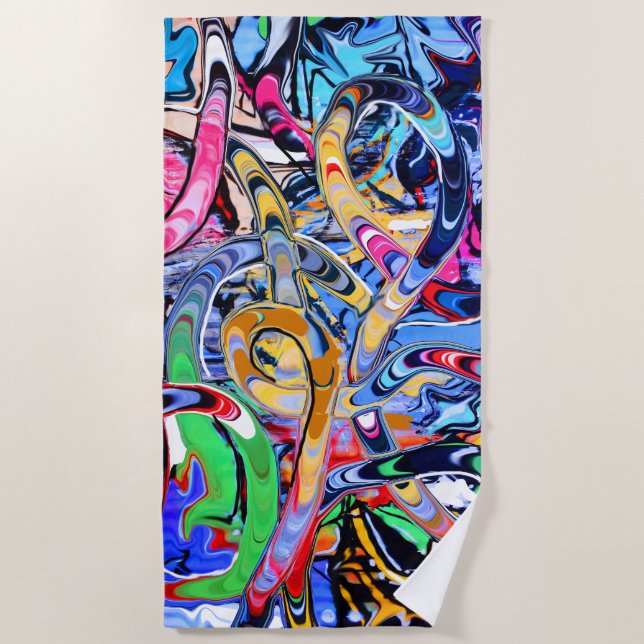 Colorful street style graffiti  beach towel (Front)