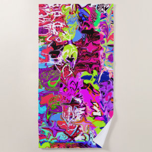 Colorful street style graffiti beach towel