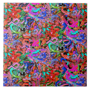 Colorful street style graffiti ceramic tile