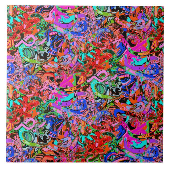 Colorful street style graffiti  ceramic tile (Front)