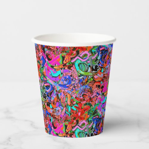 Colorful street style graffiti  paper cups