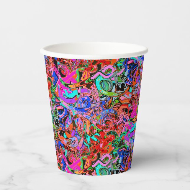 Colorful street style graffiti  paper cups (Front)