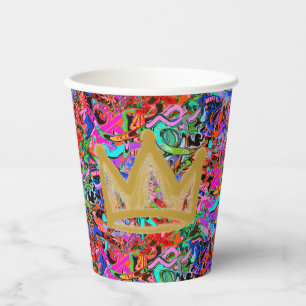 Colorful street style graffiti with crown paper cups