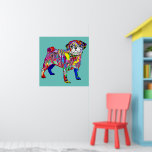 Colorful street style pug dog poster<br><div class="desc">Street style artwork is trending. This colorful graffiti pug is great for the kids room or game room.</div>