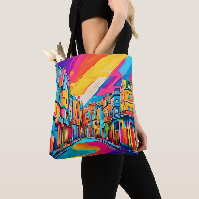 Colorful Street Vibes Tote Bag (Close Up)
