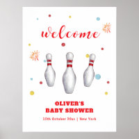 Colorful Strike Up Bowling Baby Shower Welcome
