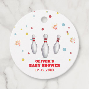 Colorful Strike Up Bowling Sport Baby Shower Favor Tags