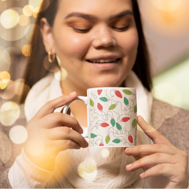 Colorful String Lights Christmas Pattern Coffee Mug (Fun Christmas Mug)